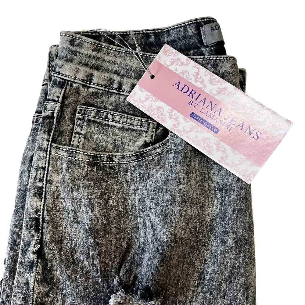ADRIANA JEANS By LAMASINI Women's Jeans Ripped 5 Pockets Stretch Size 11